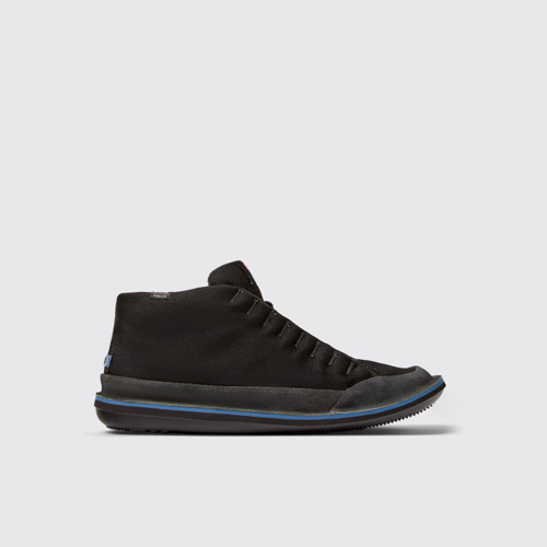 Image of Side view of Beetle Black Textile and Nubuck Ankle Boots for Men.