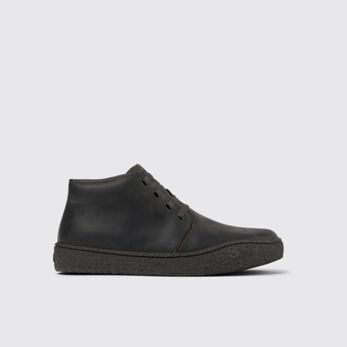 Image of Side view of Peu Terreno Gray Nubuck Ankle Boots for Men.
