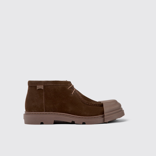 Side view of Junction Brown nubuck shoes for men
