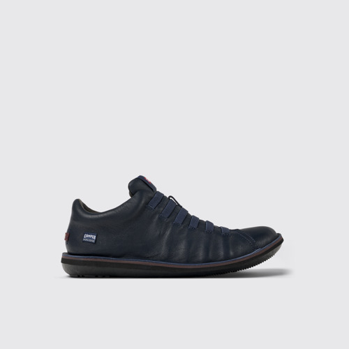 Image of Side view of Beetle HYDROSHIELD® Blue leather sneakers