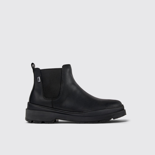 Image of Side view of Brutus Trek HYDROSHIELD® Black leather ankle boots for men