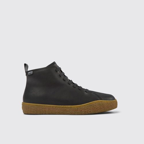 Image of Side view of Peu Terreno HYDROSHIELD® Black leather shoes for men