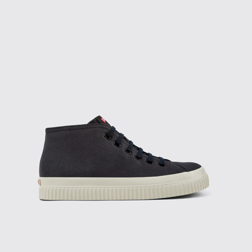Image of Side view of Peu Roda Black recycled cotton sneakers for men