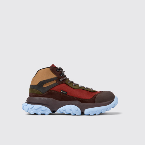 Image of Side view of Karst Trek Brown and red ankle boots for men