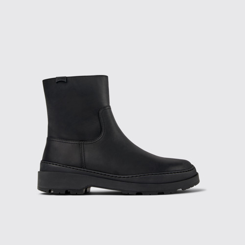 Image of Side view of Brutus Trek Black nubuck boots for men