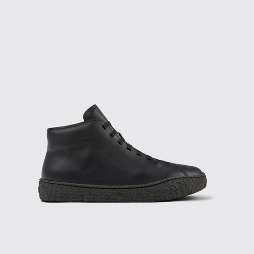 Image of Side view of Peu Terreno Black Leather Desert Boot for Men
