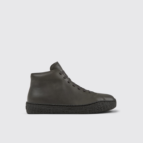 Side view of Peu Terreno Gray Leather Desert Boot for Men