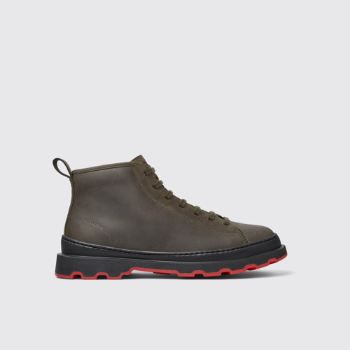 Side view of Brutus+ Green Nubuck Ankle Boots for Men.