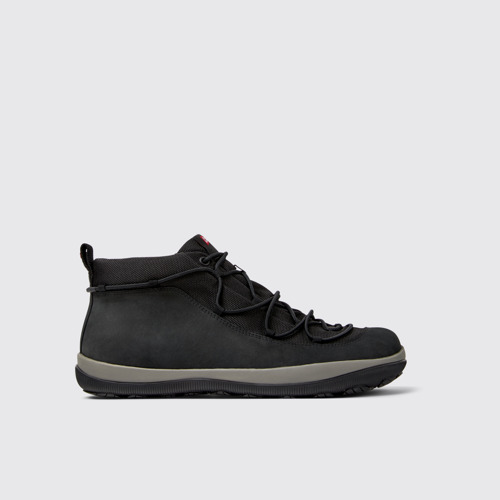 Side view of Peu Pista GM Black Textile and Nubuck Mid Boots for Men.