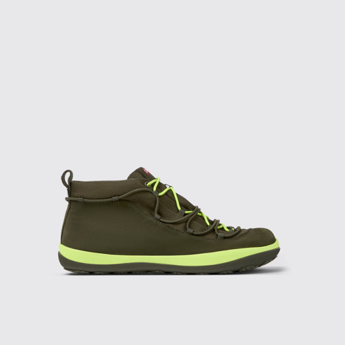 Side view of Peu Pista GM Green Textile and Nubuck Mid Boots for Men.