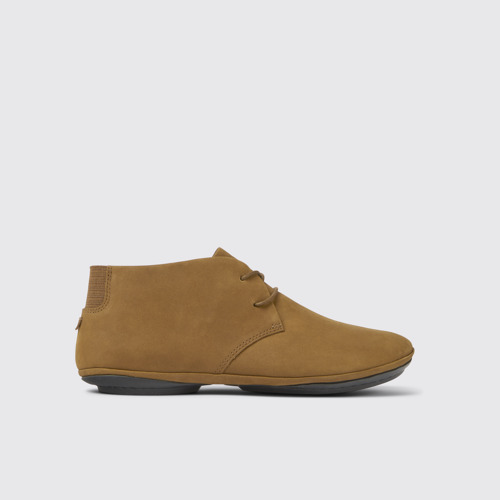 Side view of Right Brown nubuck shoes for women
