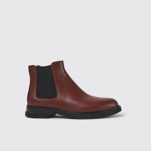 Image of Iman Botines de piel en color burdeos