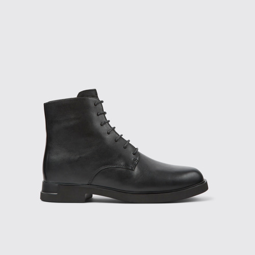 Iman Botas negras de cuero con cordones para mujer