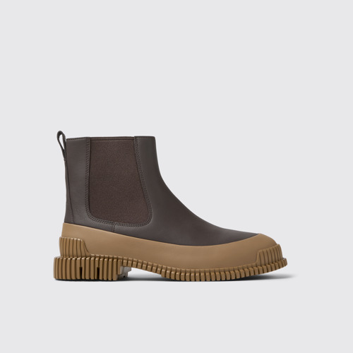 Image of Side view of Pix Brown Leather Chelsea Boot for Women