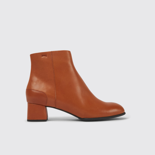 Side view of Katie Light brown leather ankle boots