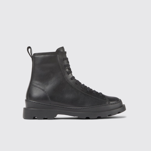 Image of Brutus Botas de media caña de piel negra para mujer.