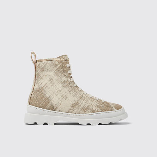 Image of Side view of Brutus White-beige brushed nubuck boots for women