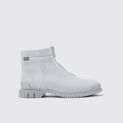 Image of Side view of Pix Gray Textile Zip Bootie for Women