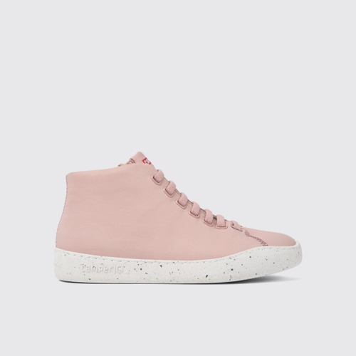 Image of Side view of Peu Touring Pink recycled PET sneakers for women