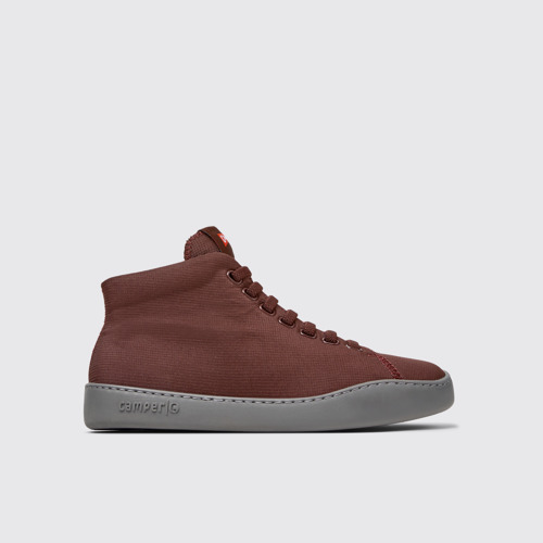 Side view of Peu Touring Burgundy Textile Sneaker Booties for Women.