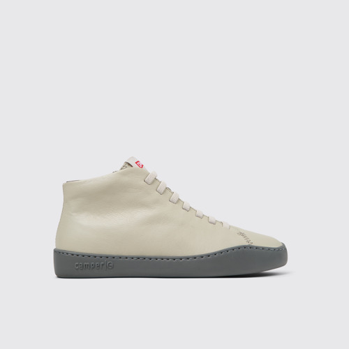 Side view of Peu Touring Gray leather ankle boots for women