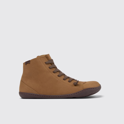 Side view of Peu Brown Leather Mid Boots for Women.