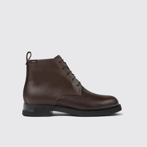 Side view of Iman Brown leather ankle boots
