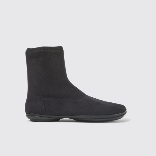 Side view of Right Black ankle boots