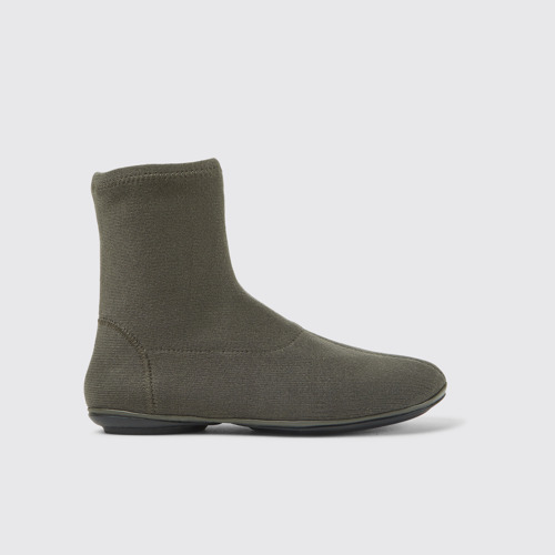 Side view of Right Green ankle boots