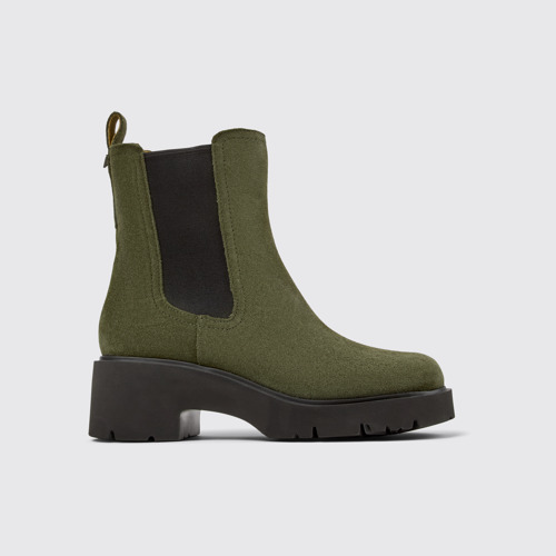 Image of Side view of Milah Green Nubuck Ankle Boots for Women