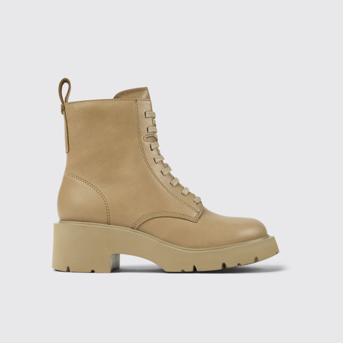 Milah Botas beige con agujetas para mujer