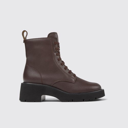 Side view of Milah Brown Leather Mid Boots for Women.