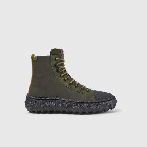 Side view of Ground Green ankle boots for women