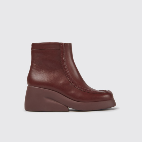 Side view of Kaah Burgundy leather boots for women