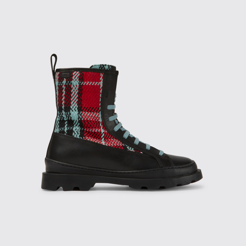 Image of Side view of Brutus Multicolor lace-up boots for women