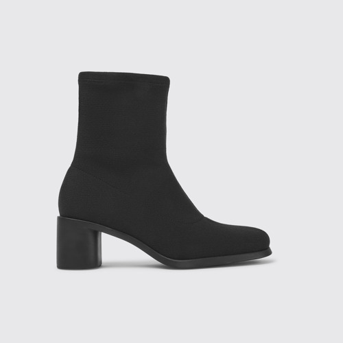Side view of Meda Black boots for women