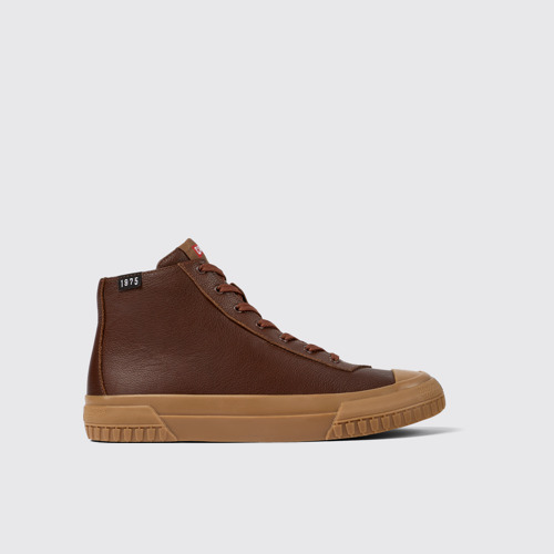 Image of Side view of Camaleon Brown leather boots for women