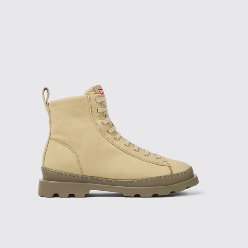 Image of Brutus Bottines beiges en tissu et nubuck pour femme