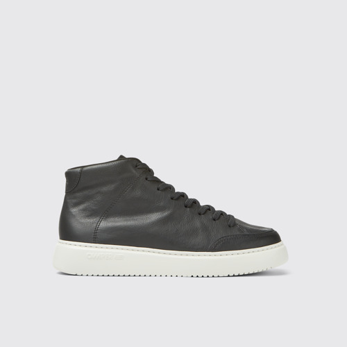 Side view of Runner K21 Black Leather Mid Boots for Women.
