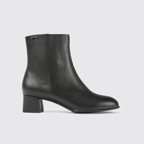 Image of Side view of Katie Black leather ankle boots