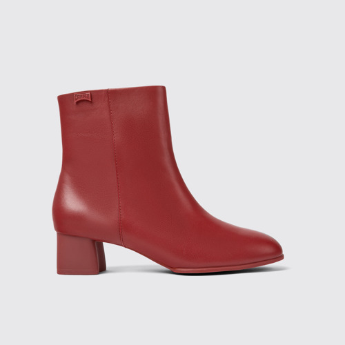 Image of Side view of Katie Burgundy leather ankle boots for women