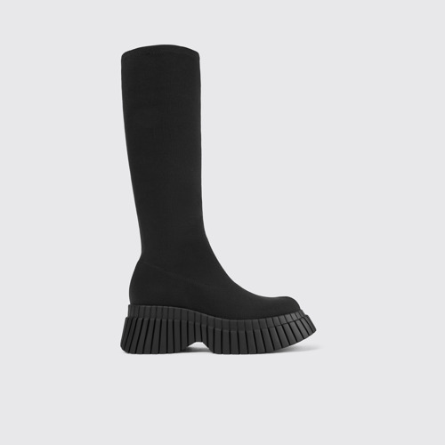 Image of Side view of BCN TENCEL® Black Textile Mid Boots for Women.