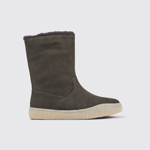 Image of Side view of Peu Terreno Gray nubuck boots for women