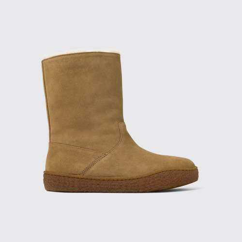 Side view of Peu Terreno Brown Nubuck Boots for Women