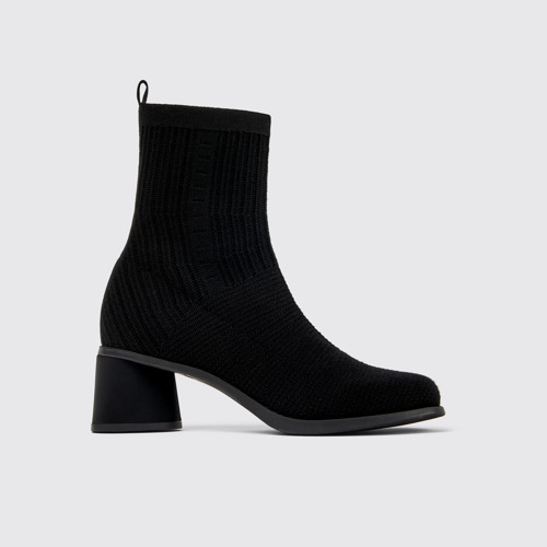 Side view of Kiara TENCEL® Black textile boots for women