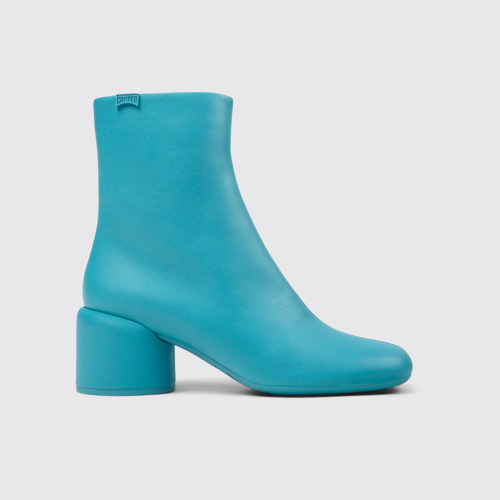 Side view of Niki Blue leather boots for women