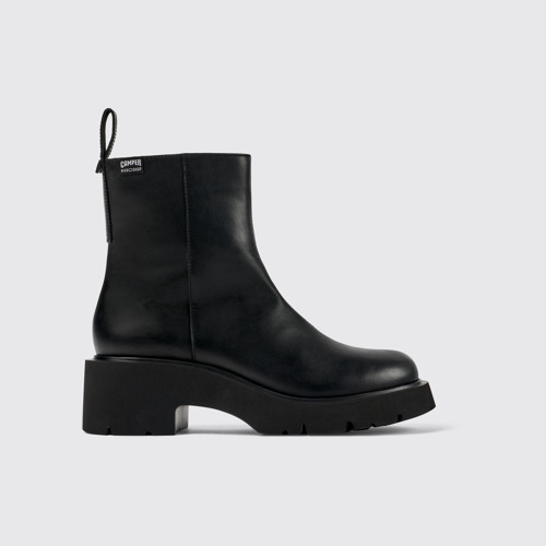 Image of Side view of Milah HYDROSHIELD® Black leather boots for women