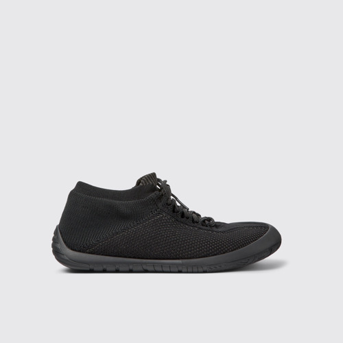 Image of Side view of Path Black textile sneakers for women