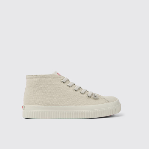 Image of Side view of Peu Roda Gray recycled cotton sneakers for women