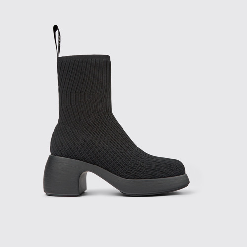 Image of Side view of Thelma Black Textile Bootie for Women